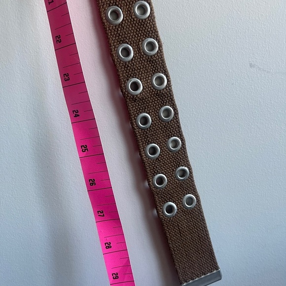 Punk Y2K Double Hole brown canvas belt - Picture 3 of 3
